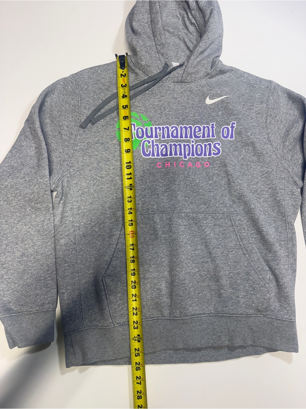 Nike Gray Hoodie with Green & Purple Tournament Graphic - Picture 3 of 7